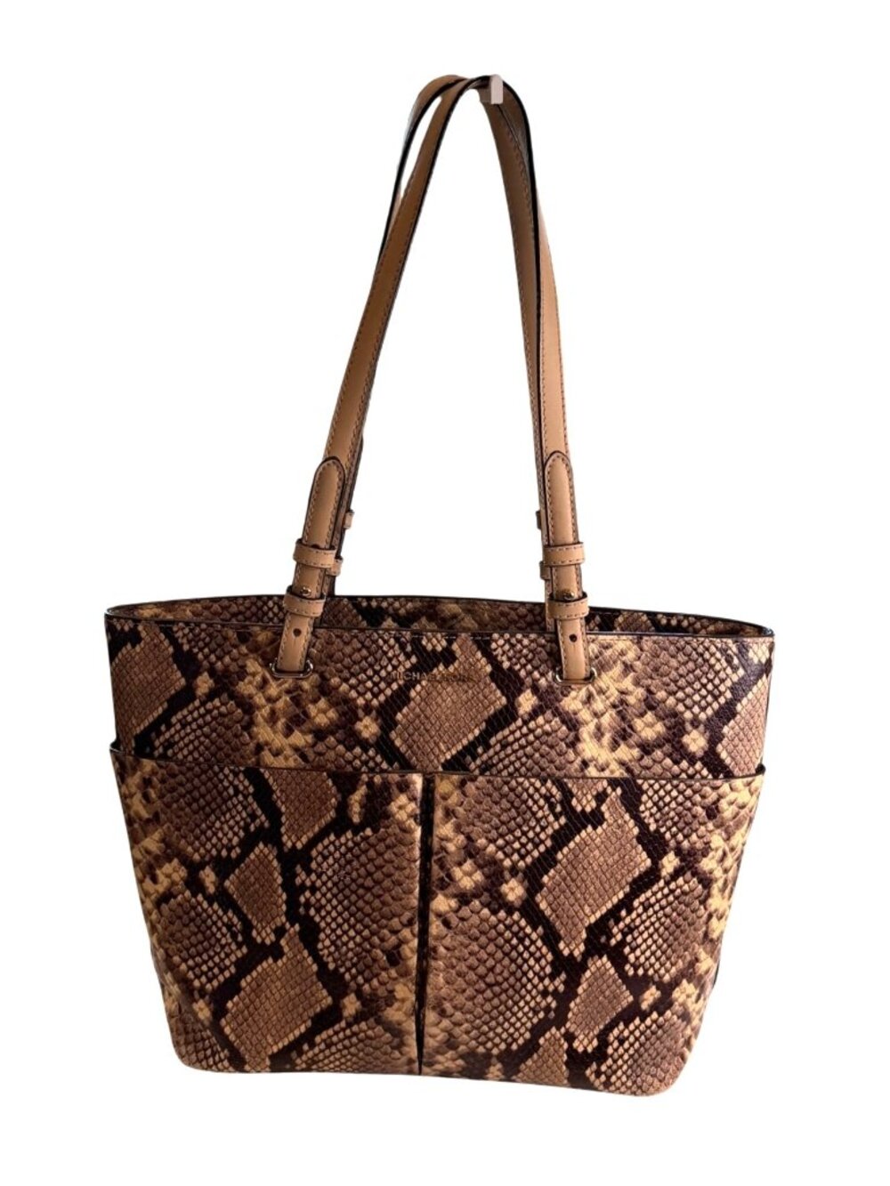 Michael Kors Bedford Pockets Tote Bag Snake Skin Python Design
